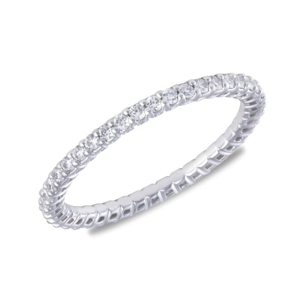 Anillo de Eternidad Maxcolor AEWM27773F24 Diamantes Cultivados en Laboratorio 0.5 Quilates Oro Blanco 14 Quilates Talla