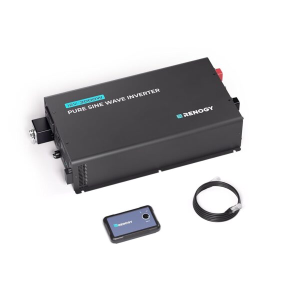 Inversor Renogy Onda Sinusoidal Pura 3000 W 12 V CC a 120 V CA RIV1230P2-126 Bluetooth Negro