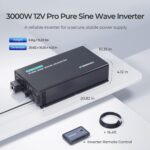 Inversor Renogy Onda Sinusoidal Pura 3000 W 12 V CC a 120 V CA RIV1230P2-126 Bluetooth Negro