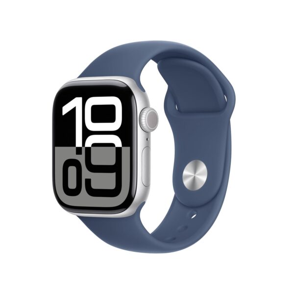 Apple Watch Series 10 GPS 42mm Caja de Aluminio Plateado Correa Deportiva de Mezclilla S/M