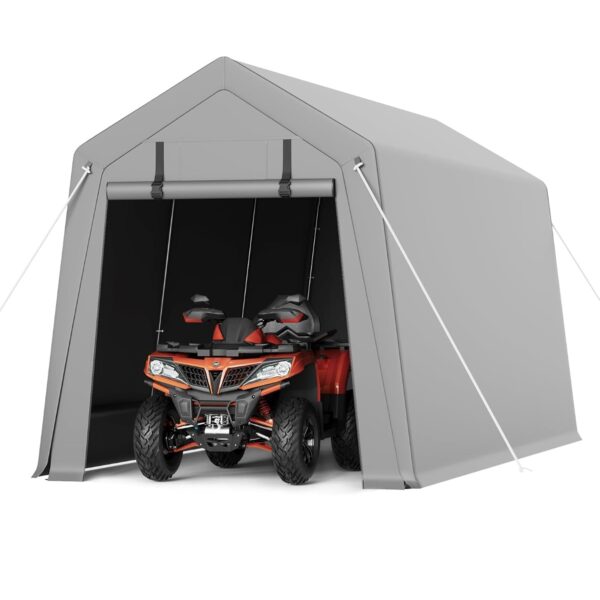 Cobertizo de Almacenamiento VerisShade 10x15 Pies Gris Acero Galvanizado con 2 Puertas Enrollables y Lona Impermeable