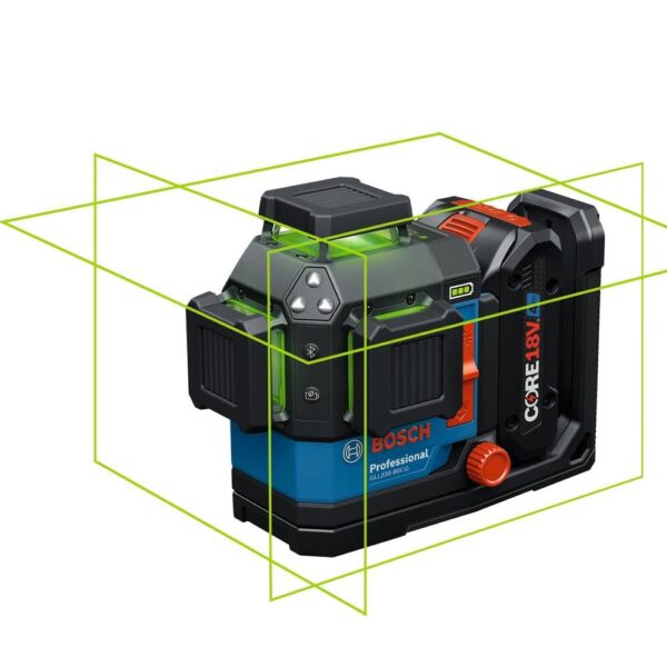 Nivelador Láser Bosch GLL330-80CGL 18V 360 Grados Tres Planos Haz Verde Bluetooth con Batería 4 Ah