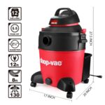 Shop-Vac 5983089 Aspiradora húmeda/seca de 12 galones y 5.5 caballos de fuerza, 2.5 pulgadas de diámetro x 8 pies, cable