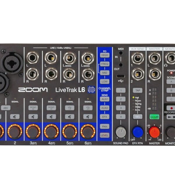 Zoom LiveTrak - Mezclador/grabadora L6 para reproductores de sintetizador, músicos y podcasters, con 10 canales, 2 combo
