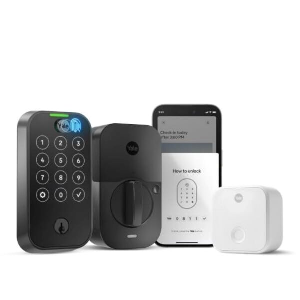 Yale Assure Lock 2 Touch Deadbolt, Cerradura de entrada inteligente con llave en ante negro con teclado táctil conectado