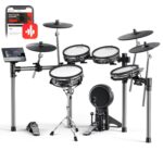Donner Beat Max - Batería Electrónica, Kit de Batería Eléctrica con Parches de Malla Silenciosa de 12", Platillos de 14"
