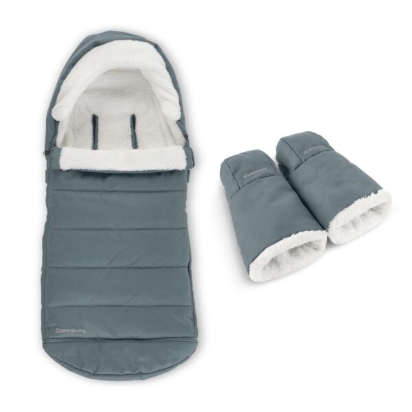 Paquete acogedor UPPAbaby CozyGanoosh y CozyHandmuff Callum Azul Piedra compatible con cochecitos Vista Cruz Ridge y Min
