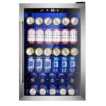 Refrigerador de vino independiente con puerta de vidrio reversible de acero inoxidable para 37 botellas, refrigerador de