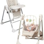 Columpio y Silla Alta Primo SnuggleBug 2 en 1 Gris con Control de Aplicación y Bandeja de Alimentación Doble
