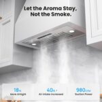 VIKIO HOME Campana Extractora Empotrable de 30 Pulgadas, 980 CFM Campana de Ventilación de Cocina Integrada, Convertible