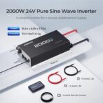 Inversor de Onda Sinusoidal Pura Renogy RIV2420P2-12S 2000W 24V Potencia Máxima 4000W 92% Eficiencia Control Remoto