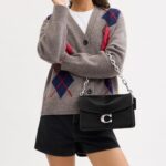 Bolso de Hombro Coach Tabby CY919 LHBLK Cuero Correa de Cadena