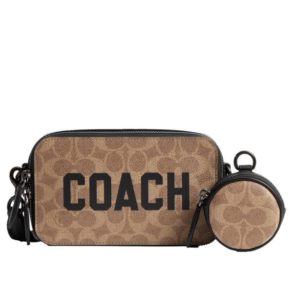 Bolso Cruzado Coach Charter Slim Crossbody CZ008 XJ3 Cuero Tan Multi para Hombre
