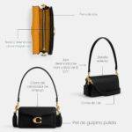 Bolso de hombro Coach Tabby atigrado estructurado CY201 B4 BK cuero de guijarro pulido color negro