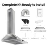VIKIO HOME Campana extractora de montaje en pared de 30 pulgadas, 580 CFM, convertible con conductos/sin conductos, camp