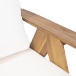 Juego de 2 Sillas de Madera de Acacia para Exteriores Merax Patio Furniture Set con Cojines Acabado de Teca Color Beige