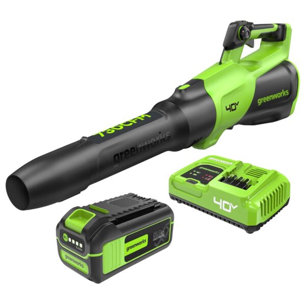 Soplador de Hojas Inalámbrico Greenworks BL40L510 40V 730 CFM 190 MPH Batería 5.0Ah