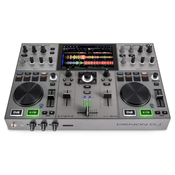 Denon DJ PRIME GO+ Controlador portátil para DJ y mezclador con separación de vástagos, 2 cubiertas, transmisión Wi-Fi,
