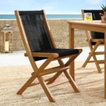 Juego de 4 Sillas Plegables Modway Vienna EEI-6807-NAT-BLK Madera de Teca Color Negro Natural con Asiento de Cuerda de N