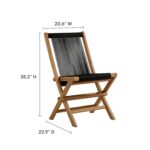 Juego de 4 Sillas Plegables Modway Vienna EEI-6807-NAT-BLK Madera de Teca Color Negro Natural con Asiento de Cuerda de N
