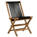 Juego de 4 Sillas Plegables Modway Vienna EEI-6807-NAT-BLK Madera de Teca Color Negro Natural con Asiento de Cuerda de N