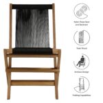 Juego de 4 Sillas Plegables Modway Vienna EEI-6807-NAT-BLK Madera de Teca Color Negro Natural con Asiento de Cuerda de N