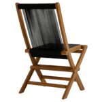 Juego de 4 Sillas Plegables Modway Vienna EEI-6807-NAT-BLK Madera de Teca Color Negro Natural con Asiento de Cuerda de N