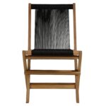 Juego de 4 Sillas Plegables Modway Vienna EEI-6807-NAT-BLK Madera de Teca Color Negro Natural con Asiento de Cuerda de N
