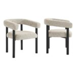 Juego de 2 Sillones de Comedor Modway Nautica Aluminio Grafito Marfil Respaldo Curvado para Exteriores