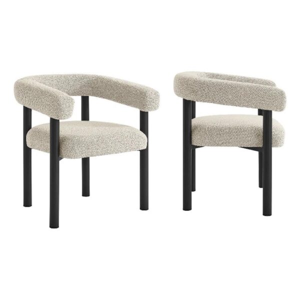 Juego de 2 Sillones de Comedor Modway Nautica Aluminio Grafito Marfil Respaldo Curvado para Exteriores