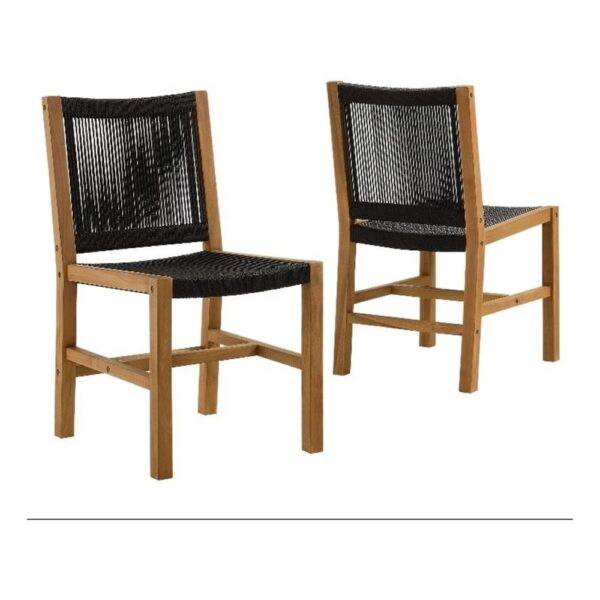 Juego de 2 Sillas de Comedor Modway Vienna Teca y Cuerda para Exteriores Negro Natural EEI-6805-NAT-BLK