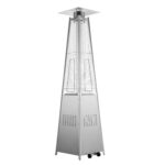 Calentador de Patio VEVOR PYRAMID SQUARE 48000 BTU con Ruedas Tubo de Vidrio de Cuarzo Acero Inoxidable Plateado