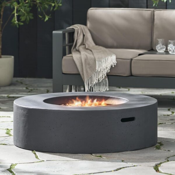 Fogata KEIKI ZS-HL0002 Circular de Hormigón Ligero 39.25 Pulgadas 50000 BTU Gris Oscuro
