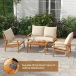 Juego de Muebles de Patio Tangkula 72977-WH 4 Piezas Madera de Acacia Natural
