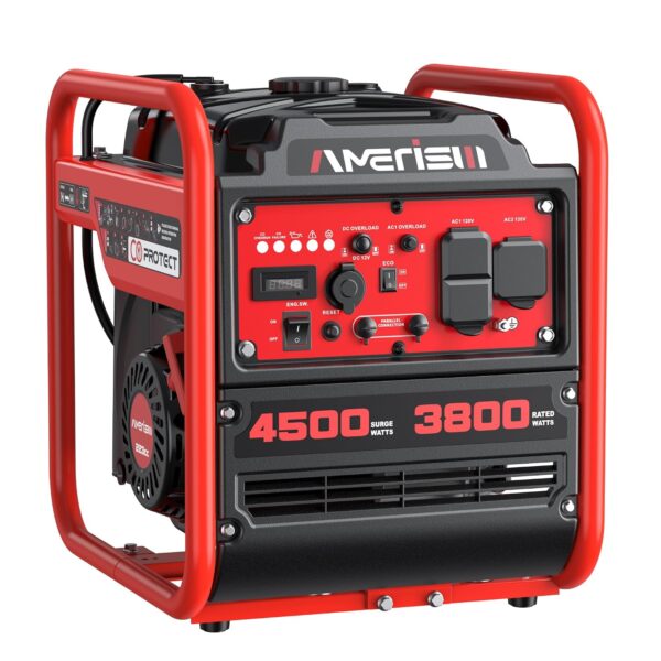 Generador Inversor Portátil Amerisun AM5020C 2500 Watts Sensor de CO Súper Silencioso 69dB Rojo y Negro