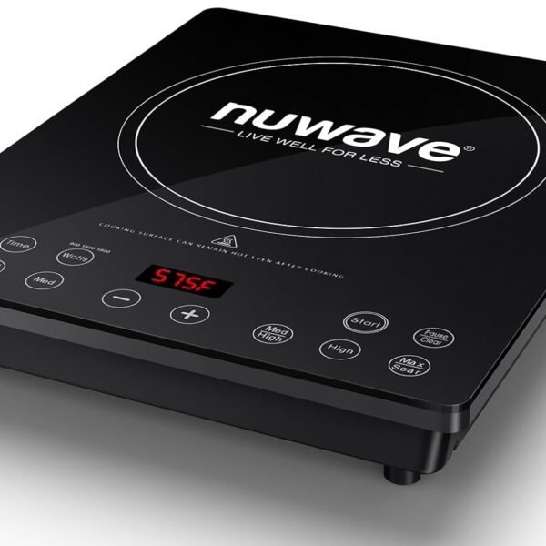 Nuwave Placa de Inducción Portátil, Quemador Eléctrico Individual Certificado por NSF, 94 Rangos de Temperatura Precisos