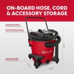 Vacmaster 16-Gallones 6.5 HP Pico† Aspiradora para Seco/Húmedo – VJH1612PF 1101, Rojo