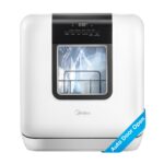 Midea MDC17P2DWW Lavavajillas portátil para encimera con tanque de agua integrado de 6 L (1.59 G), 5+2 programas, apertu