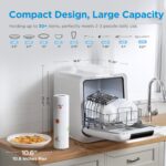 Midea MDC17P2DWW Lavavajillas portátil para encimera con tanque de agua integrado de 6 L (1.59 G), 5+2 programas, apertu