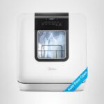 Midea MDC17P2DWW Lavavajillas portátil para encimera con tanque de agua integrado de 6 L (1.59 G), 5+2 programas, apertu