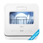 Midea MDC17P4CWW Lavavajillas portátil de mostrador mini de 1.32 galones con tanque de agua incorporado, cuidado de bebé