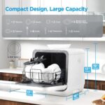 Midea MDC17P4CWW Lavavajillas portátil de mostrador mini de 1.32 galones con tanque de agua incorporado, cuidado de bebé