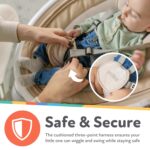 Columpio para Bebé Nuby con Dosel Control Remoto y Aplicación Móvil 5 Niveles de Balanceo 0 a 9 Meses Color Canela