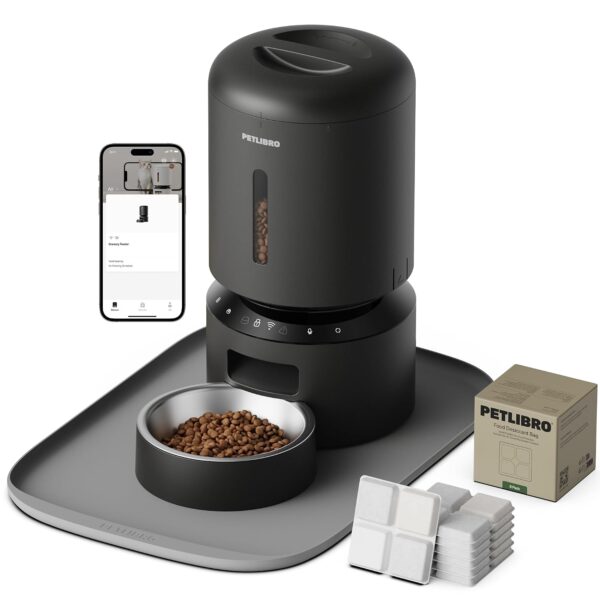 Comedero Automático para Gatos PETLIBRO WiFi 5G con Preservación de Frescura Incluye 6 Bolsas Desecantes y Tapete de Sil