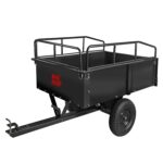 Big RED Carro de descarga de acero para remolque ATV resistente: remolque de jardín para cortacésped, tractor, residuos