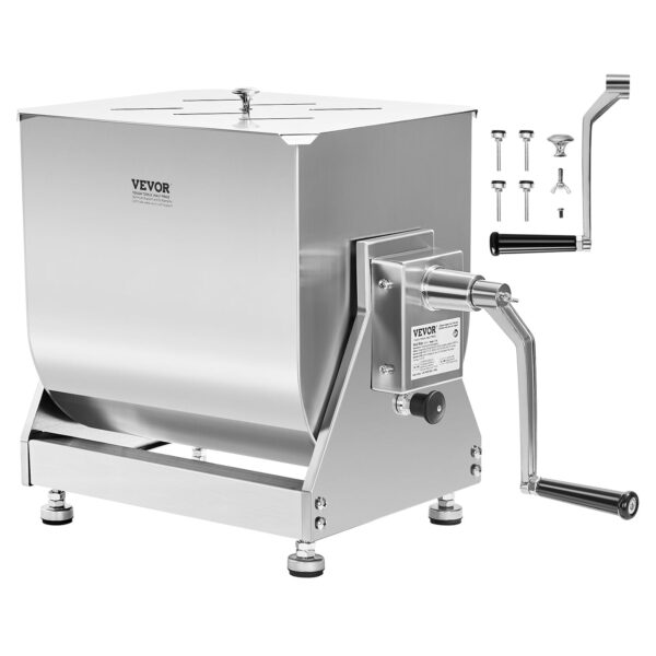 VEVOR - Batidora manual de carne, tanque de inclinación de 10 L, batidora de mano de acero inoxidable resistente para ca