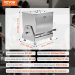 VEVOR - Batidora manual de carne, tanque de inclinación de 10 L, batidora de mano de acero inoxidable resistente para ca