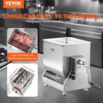 VEVOR - Batidora manual de carne, tanque de inclinación de 10 L, batidora de mano de acero inoxidable resistente para ca