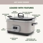 GreenPan Elite 14 en 1 Olla de cocción lenta programable de 6QT, tapa apta para lavavajillas y olla extraíble, multicoci