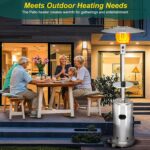 Calentador de Patio GarveeLife PHO_0ZEC6L5Z-XK0718-GL8LeR Propano 48000 BTU Acero Inoxidable con Mesa y Ruedas